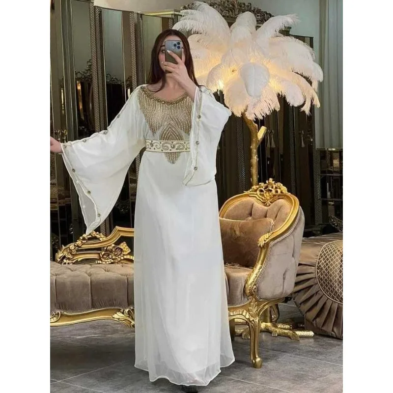 

New Moroccan Dubai Kaftans Farasha Abaya Dress Very Fancy Long Gown