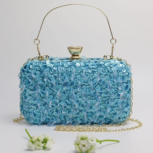 DUCHESS Handicraft Sky Blue Wedding Evening Party Clutch Handbag Purse –  SaumyasStore