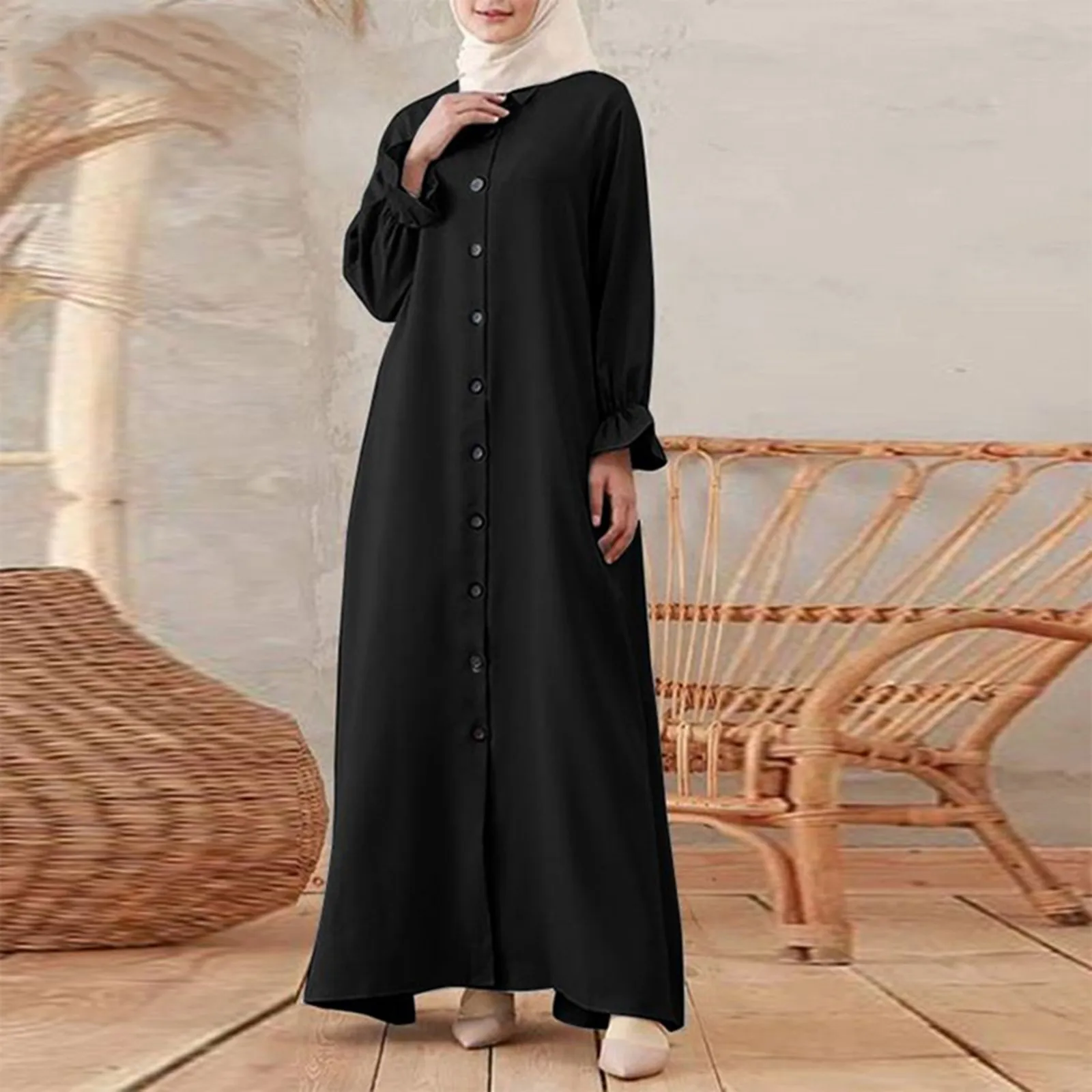 

Cute Long Dresses for Women Women's Muslim Long Sleeve Dress Vintage Pullover Abaya Light Dress Formal Long Dresses for Women