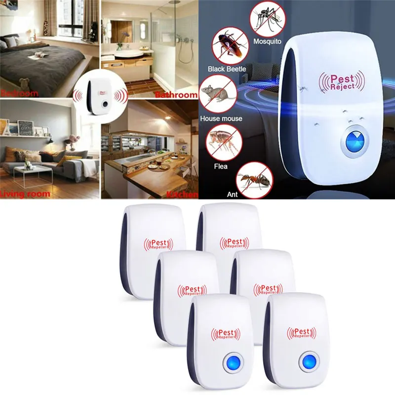 1 Pz Eu/Us/Uk Plug Mini Elettrico Ad Ultrasuoni Per Uso Domestico Killer Repellente Per Parassiti Anti Zanzara Controllo Dei Roditori Scarafaggi Paras