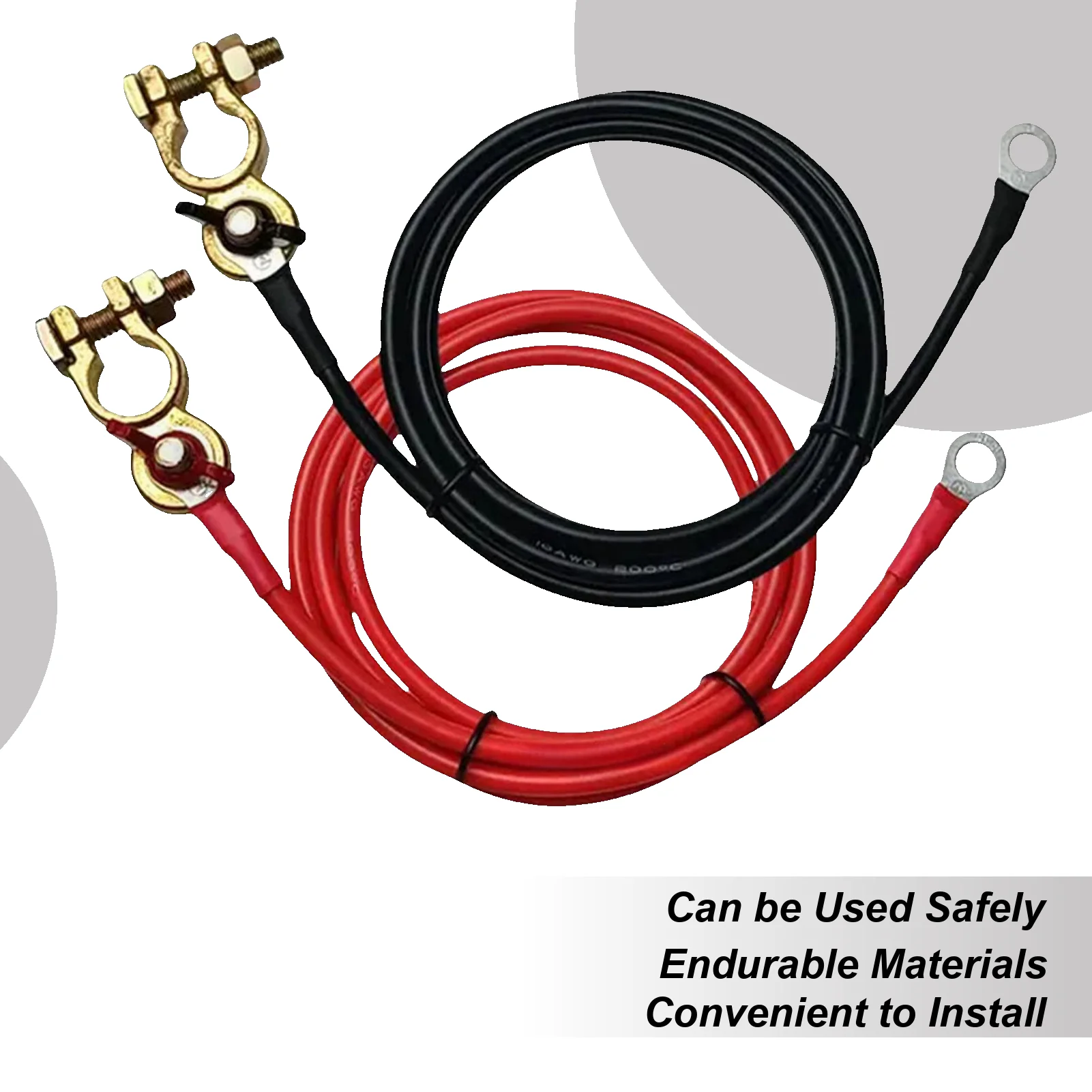 2pcs Car Battery Extension Cable 50cm Heavy-Duty Flexible Inverter Wire ...