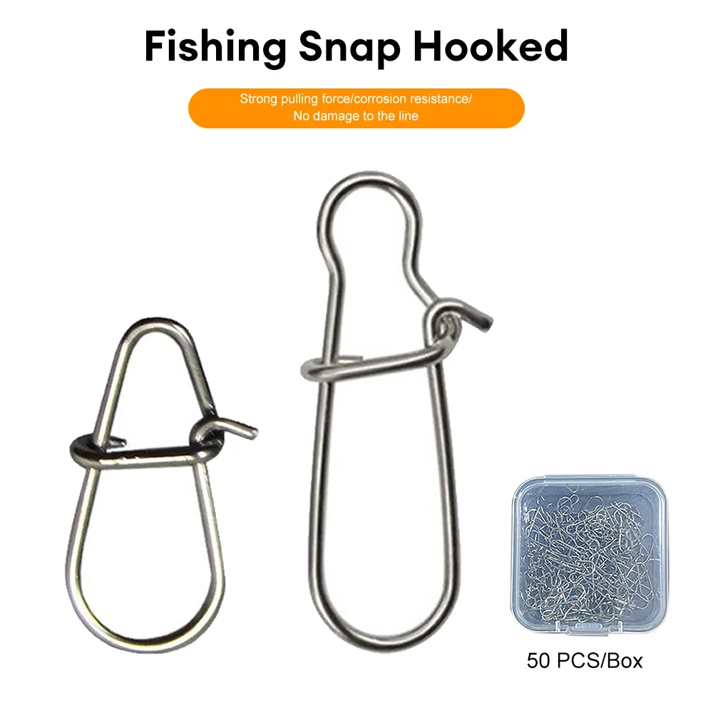 Fishing Swivel Connector Hooks Line Clip Lock Carabiners Stainless Steel  Fishing Fastener Snaps Tools