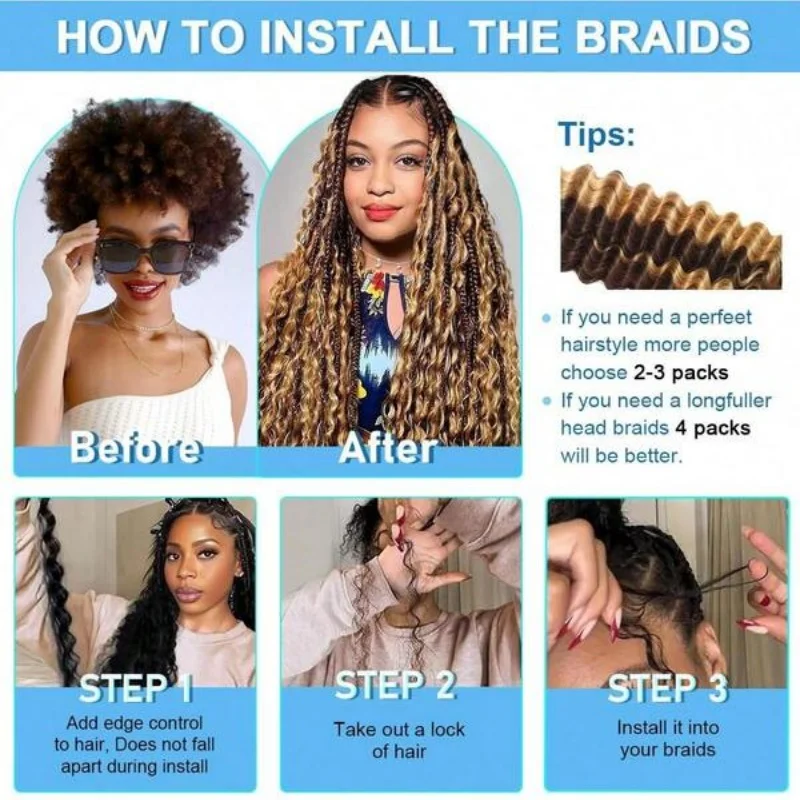30Inch Colored Human Hair Bulk For Boho Braiding Curly Brazilian Highlight Deep Wave Human Hair Extension No Weft 2 Bundles 110g 3