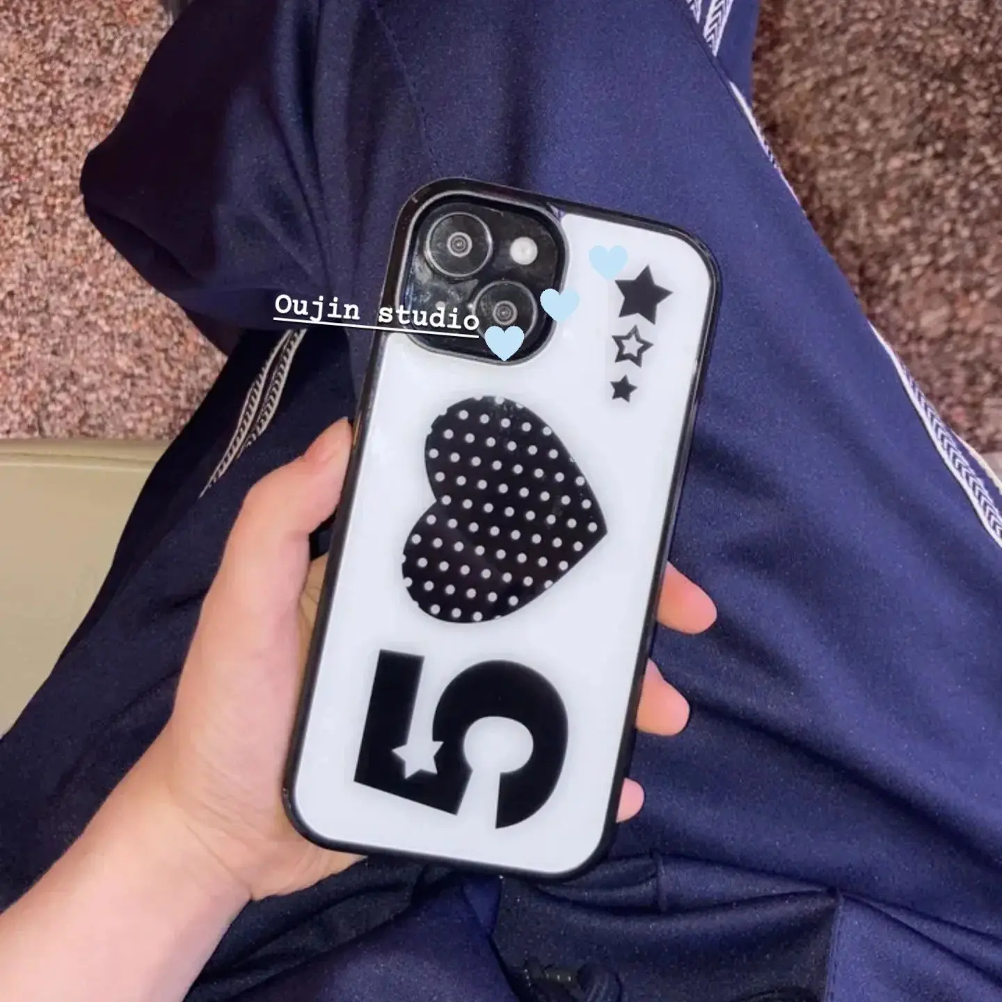 Korean Ins Design Retro Wave Dot Love Number Star Cartoon Cute Phone