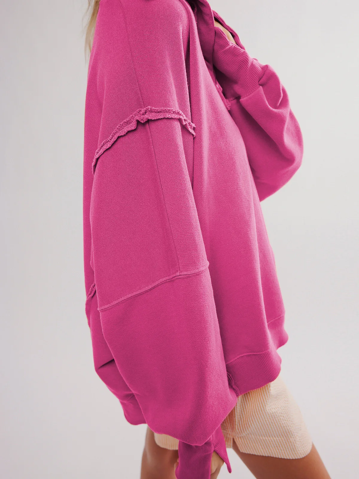 Woman's Autumn Solid Color Sweatshirt Fashion Flip Collar Long Sleeves The Hem Is Irregular Hoodie Ladies Elegant Button Tops