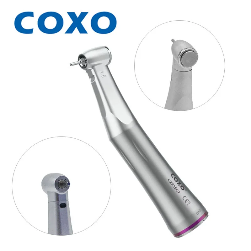 

COXO CX235 C7-5 Dental Contra Angle 1:5 Increasing Optical Fiber Spray Inner Water Eletric Motor Drill Dental Tool