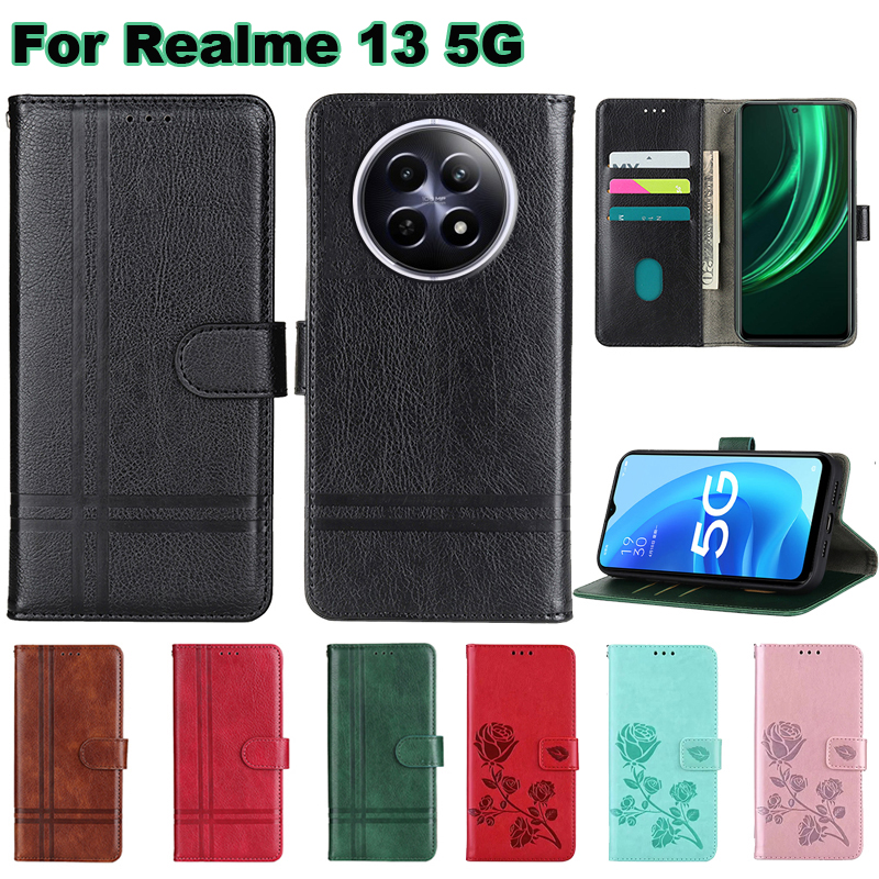 For ÑÐµÑÐ¾Ð» Ð½Ð° Realme 13 5G Case Leather Phone Cover For Realme 12x 5G RMX3998 Fundas For Carcasas Realme Narzo 70x 5G Mujer Etui
