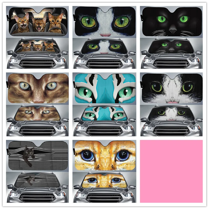 

Black Cat Eyes Car Sunshade Custom Cat Lover Car Accessories Car Sunshades Heat Resistant, UV Resistant