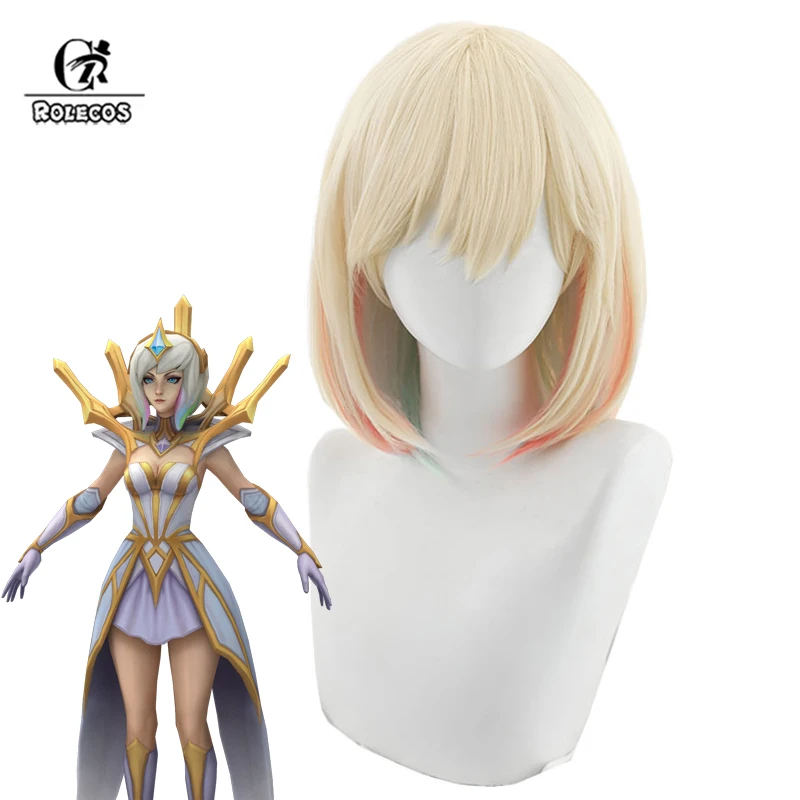 

ROLECOS Lux Cosplay Wigs Game LOL Elementalist Lux 40cm Long Straight Blonde Mixed Color Wig Heat Resistant Synthetic Hair