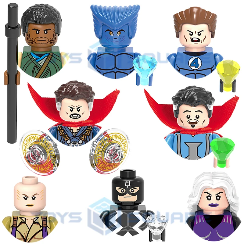 The Doctor Beast Strange Black Bolt Clea Baron Mordo Ancient One Mister Fantastic Model Blocks Moc Bricks Set Regali Giocattoli X0128