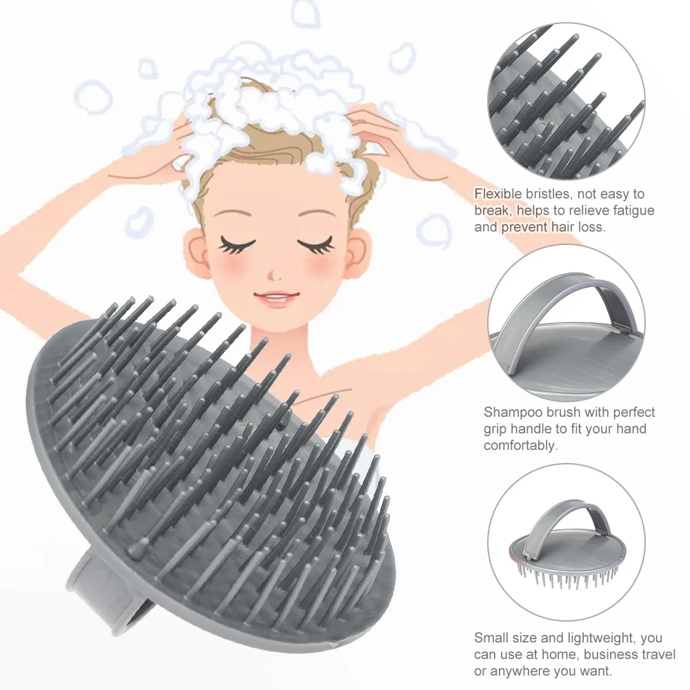 Silicone Shampoo Brush Scalp Massager for Hair Comb Anti-Dandruff Anti-skid Hairbrush Bath Massage Brush Shower Cleaning Tool