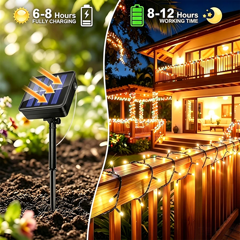 Solar-Powered LED Fairy String Lights - Waterproof Outdoor Starry Decoration