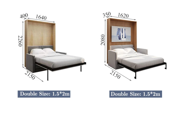 Cama plegable moderna y transformable montada en pared con sofá - China Cama  de pared, cama Murphy