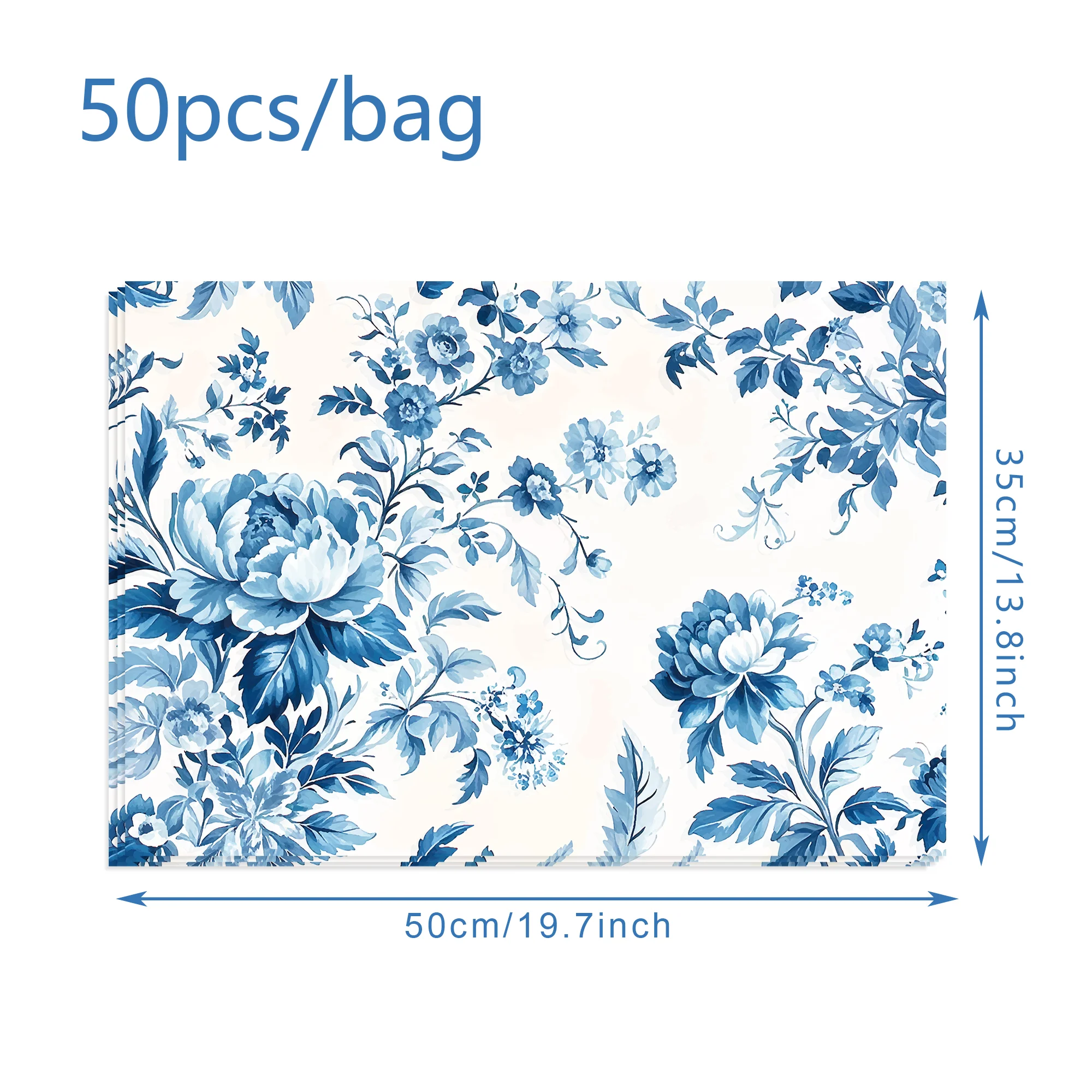 20/50 Stück blaues und weißes Porzellan-Seidenpapier mit Blumen, Geschenkpapier, Geburtstag, Hochzeit, Party, Dekoration, Geschenkverpackungspapier – Detail 8