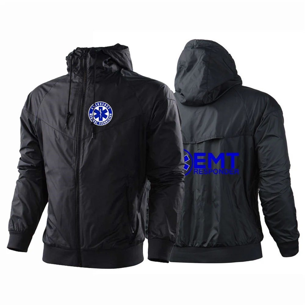 Men's Windbreaker Jacket Fashion Patchwork Tracksuit Coat