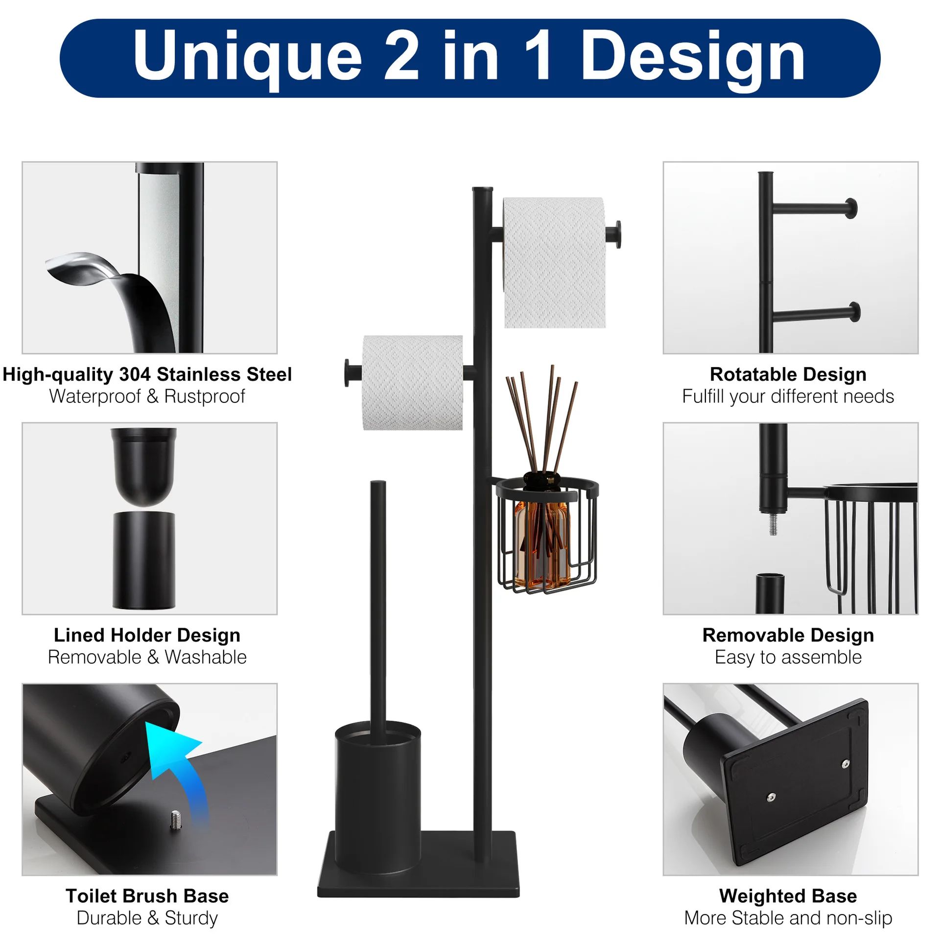 Piso Tipo Impermeável Toilet Paper Roll Brush,
