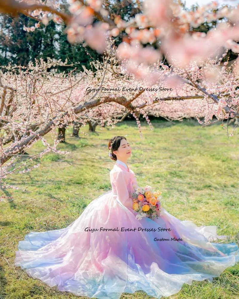Giyu Korea Hanbok Wedding Dresses Photoshoot Long Sleeves Princess Bride Dress Formal Occasion Dress Custom Made Floor Length 5