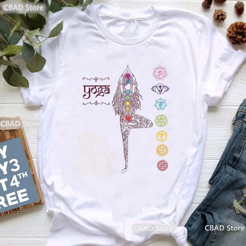Футболка женская с принтом для йоги и здоровья, модная рубашка с повторяющимся рисунком для сна, кофе, медитации