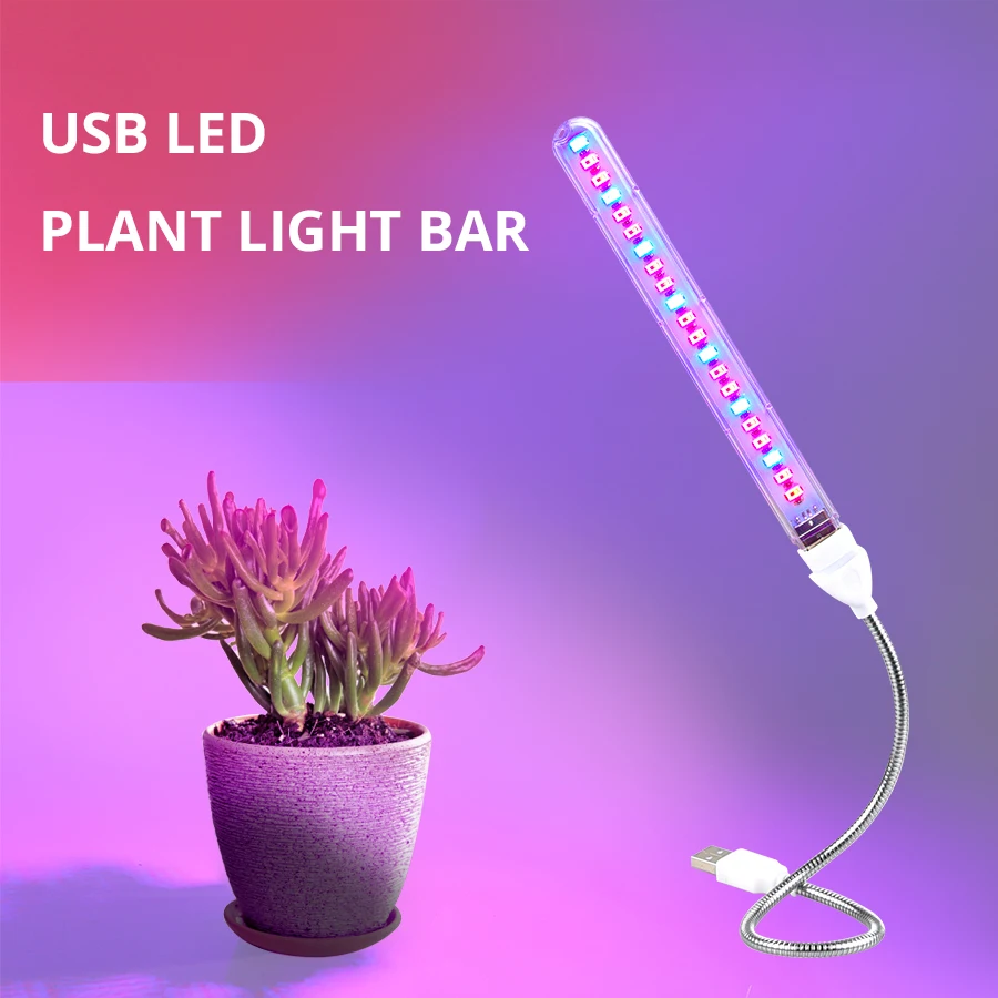 LED Grow Light 5V Full Spectrum Red & Blue for Indoor Plants, Flowers, Seedlings, and Greenhouse
