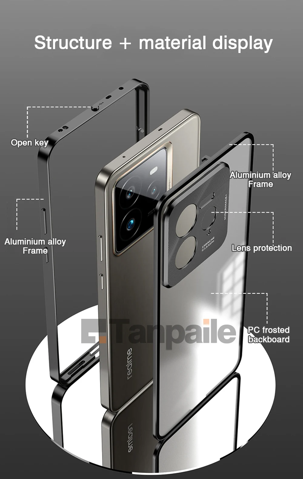Premium Aluminum Metal Bumper Case with Tempered Glass Protector