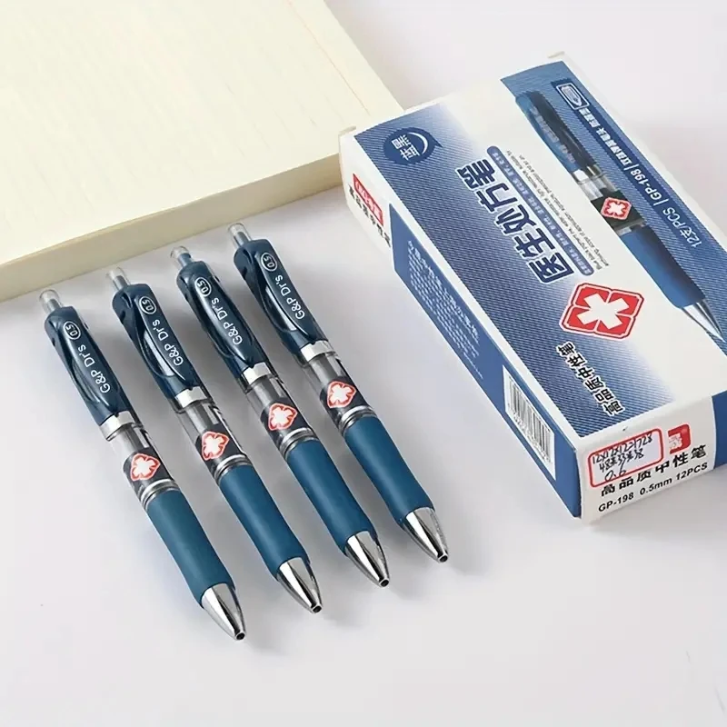 6Pcs 0.5mm Bullet Head Simple Press Type Doctor's Prescription Gel Pen Dark Blue Ink Hospital Signature Pens Stationery Supply 2
