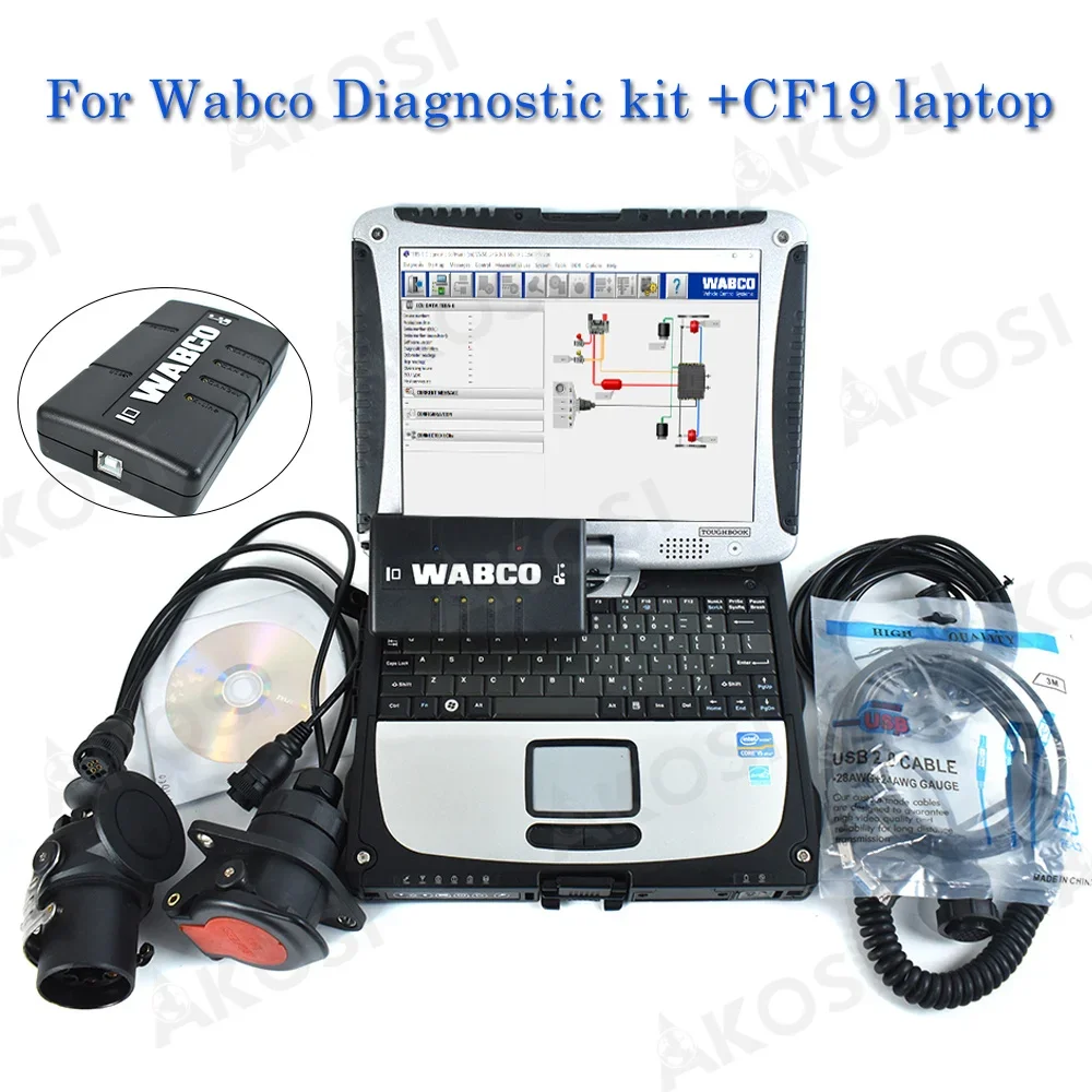 

Wabco Diagnostic kit Trailer Brake Diagnostic tool Truck Scanner WABCO Heavy Duty Diagnostic Scanner With CF19 Laptop