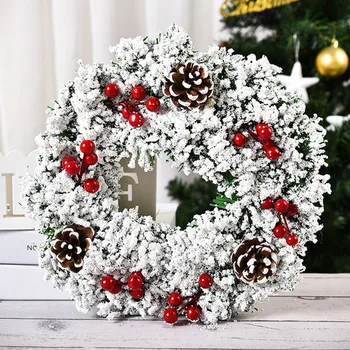 New Red Christmas Wreath for Front Door Gold Window Wall Decorations 2025 Garland Ornament Guirnalda Navidad
