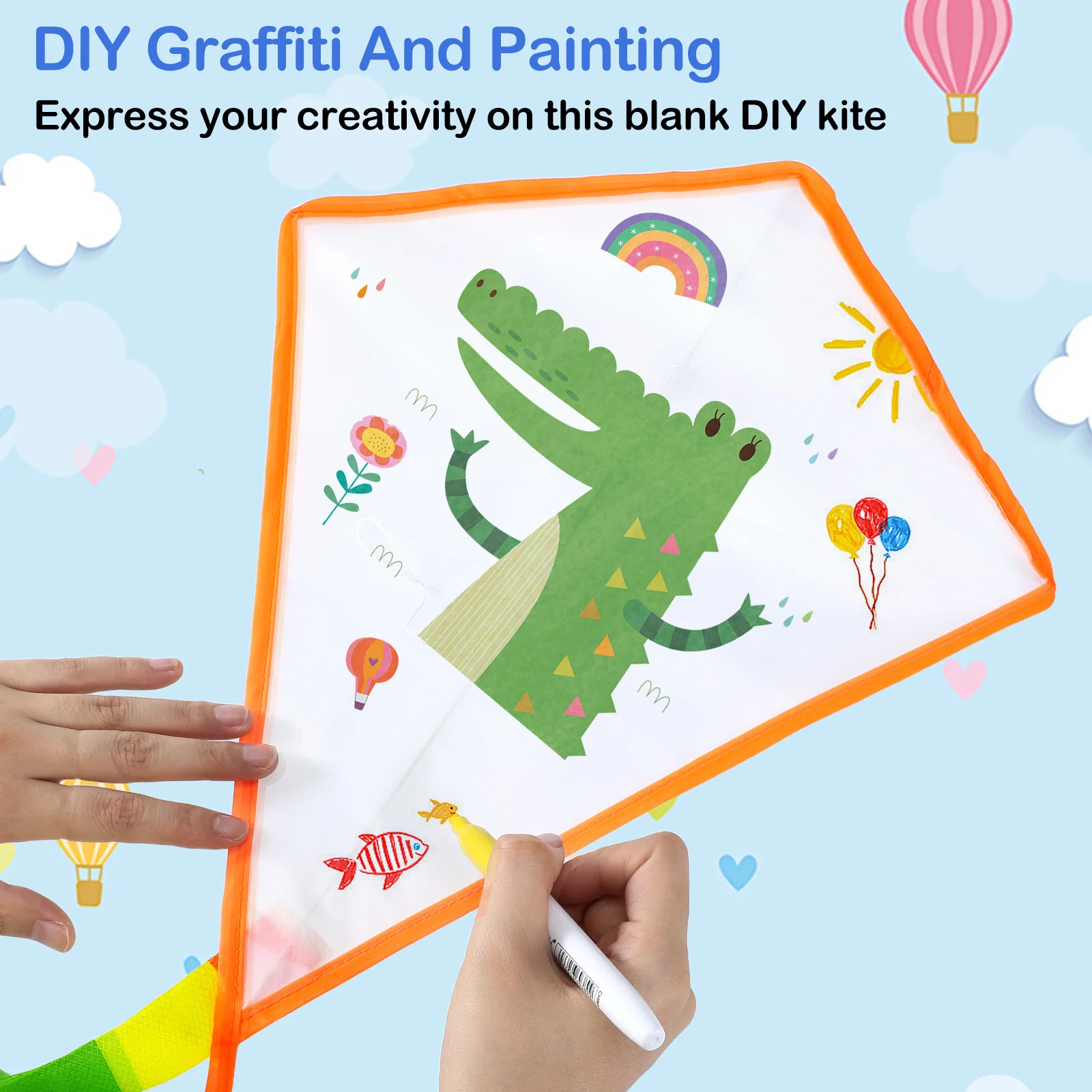 5 Set di Kit Aquiloni Fai-da-Te, Aquiloni Vuoti per Bambini, Progetto Artistico di Pittura e Disegno, Divertimento Interattivo all'Aperto per Famiglie - immagine 2