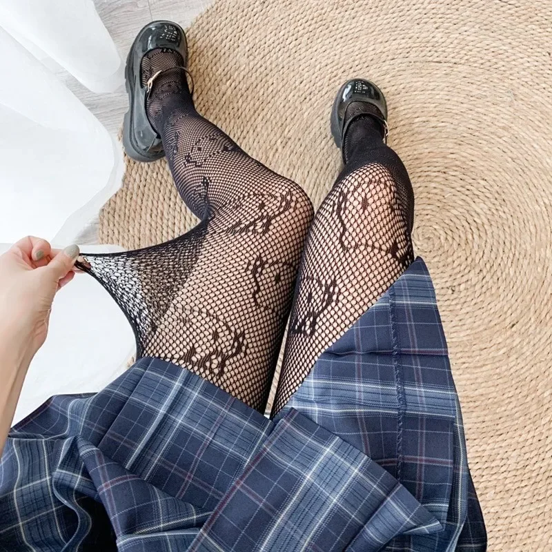 Fishnet Stockings Women Socks Anime Socks Stockings Pantyhose Kitty Cat Pattern Long