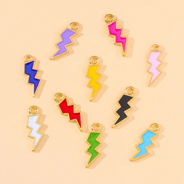 10pcs/lot Drop Oil Colored Enamel Lightning Pendant Double Side Mini Charms  For Jewelry Making DIY Charms For Necklace Bracelet - AliExpress