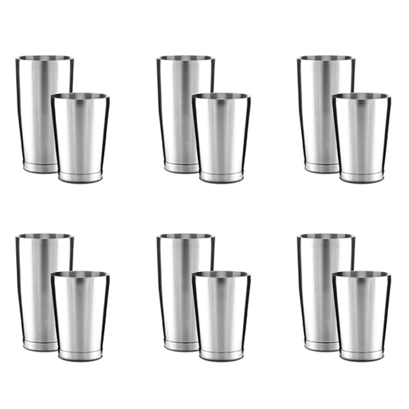 

6X Premium Cocktail Shaker Set-Piece Pro Boston Shaker Set. Unweighted Martini Drink Shaker Stainless Steel 304