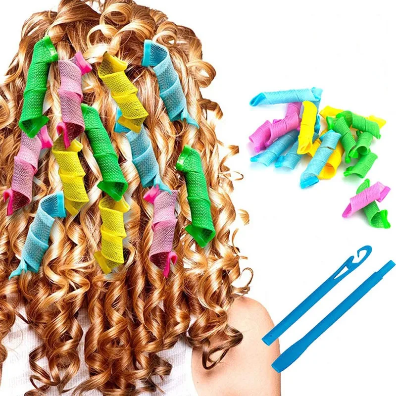 18PCS Hair Curlers for Women DIY Magic Rollers Sticks Can Stay Overnight Heatless Soft Curls Modeler Bendy Styling Tools