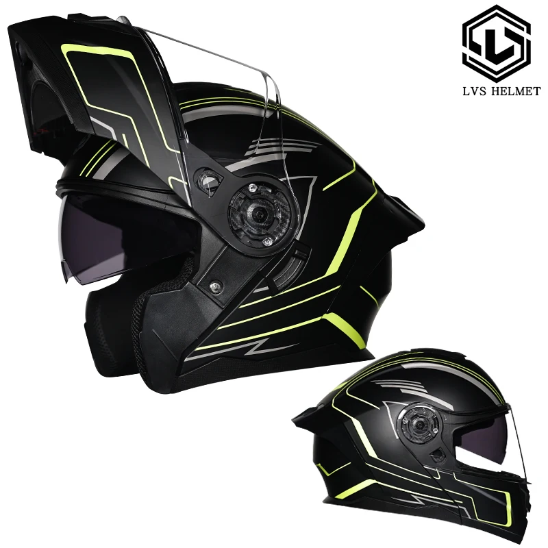 thumbnail image 1 of Casco modular de carreras con doble lente abatible, unisex, estándar para motocicleta, 1 of 5