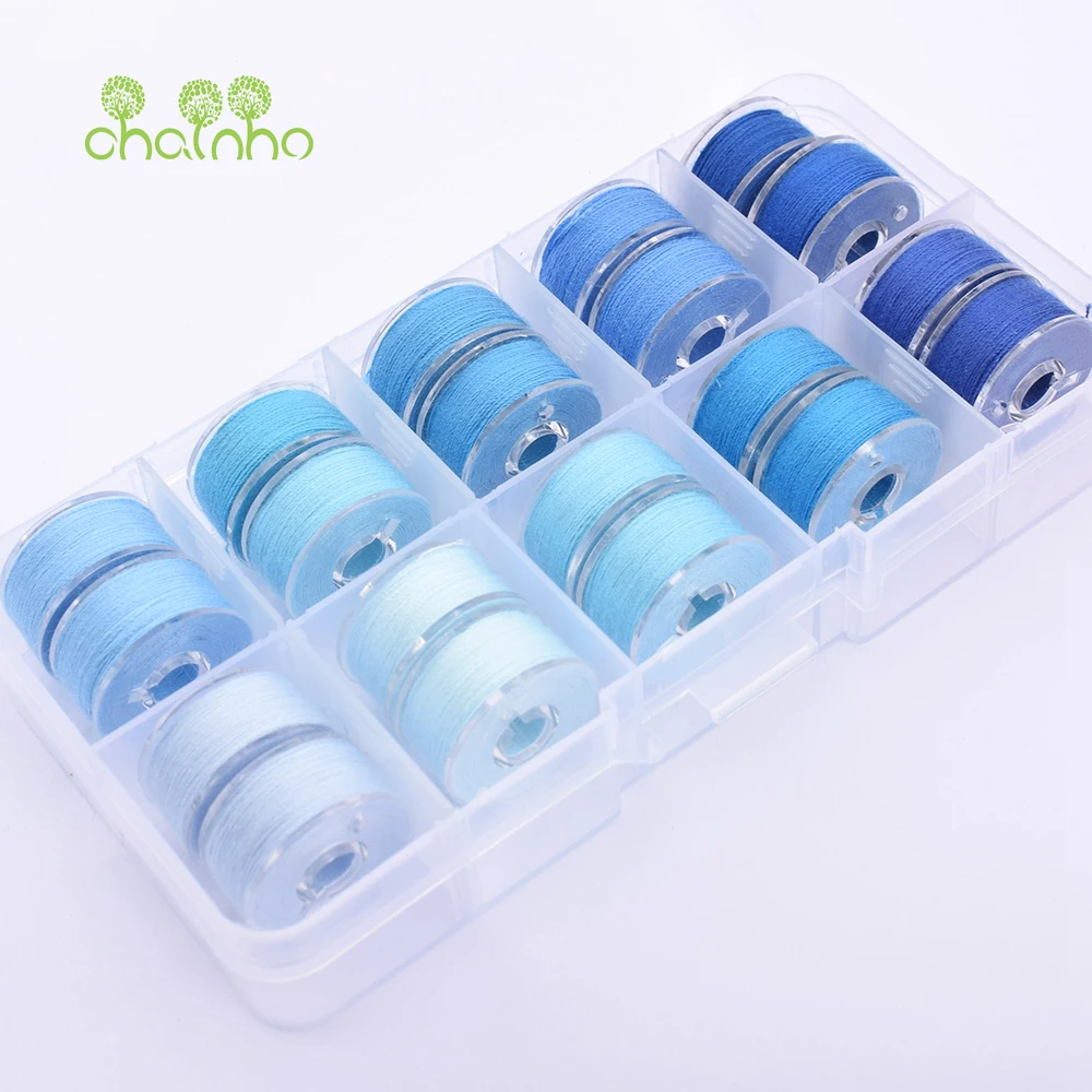 Chainho,Plastic Sewing Machine Bobbins Spools,With Chromatic Thread,DIY Sewing Tools Accessory,10 Color Available,1Pack,25SX9