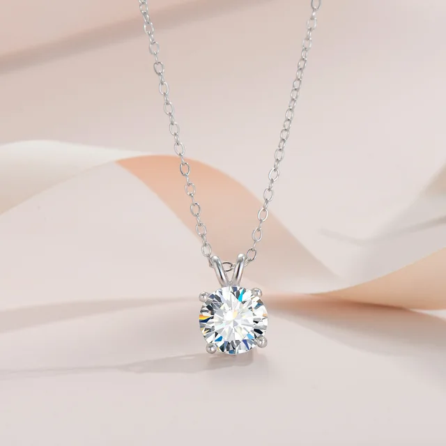 1 2 3 5 Carat Moissanite Necklace For Women Sterling Silver Plated D Color Diamond Engagement Wedding Necklace Fine Jewelry 4