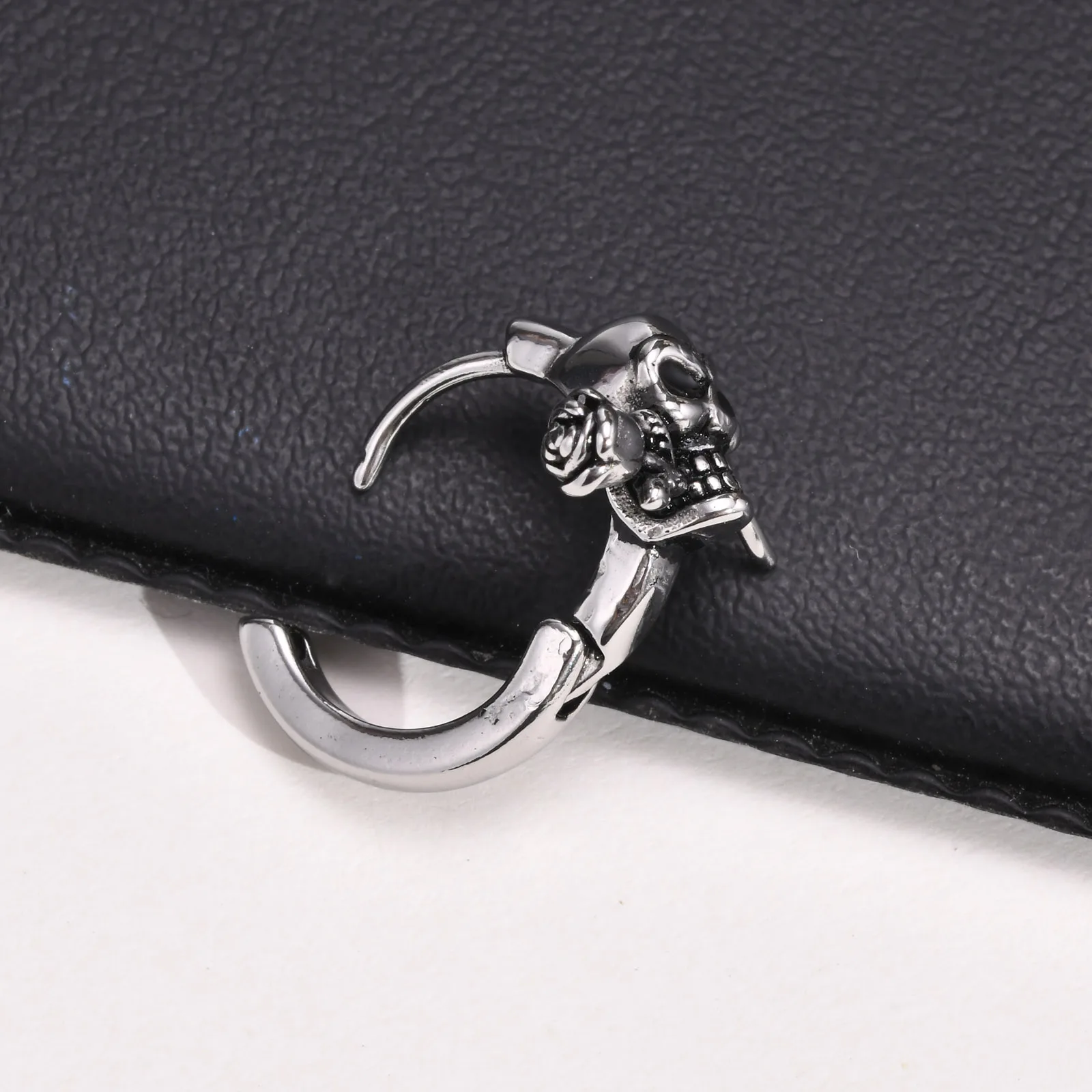 Skull Rose Alchemist Hoops Earring, Men Earring, Stainless Steel True Love Rose Skull Earrings,Rock Biker Earrings Jewelry