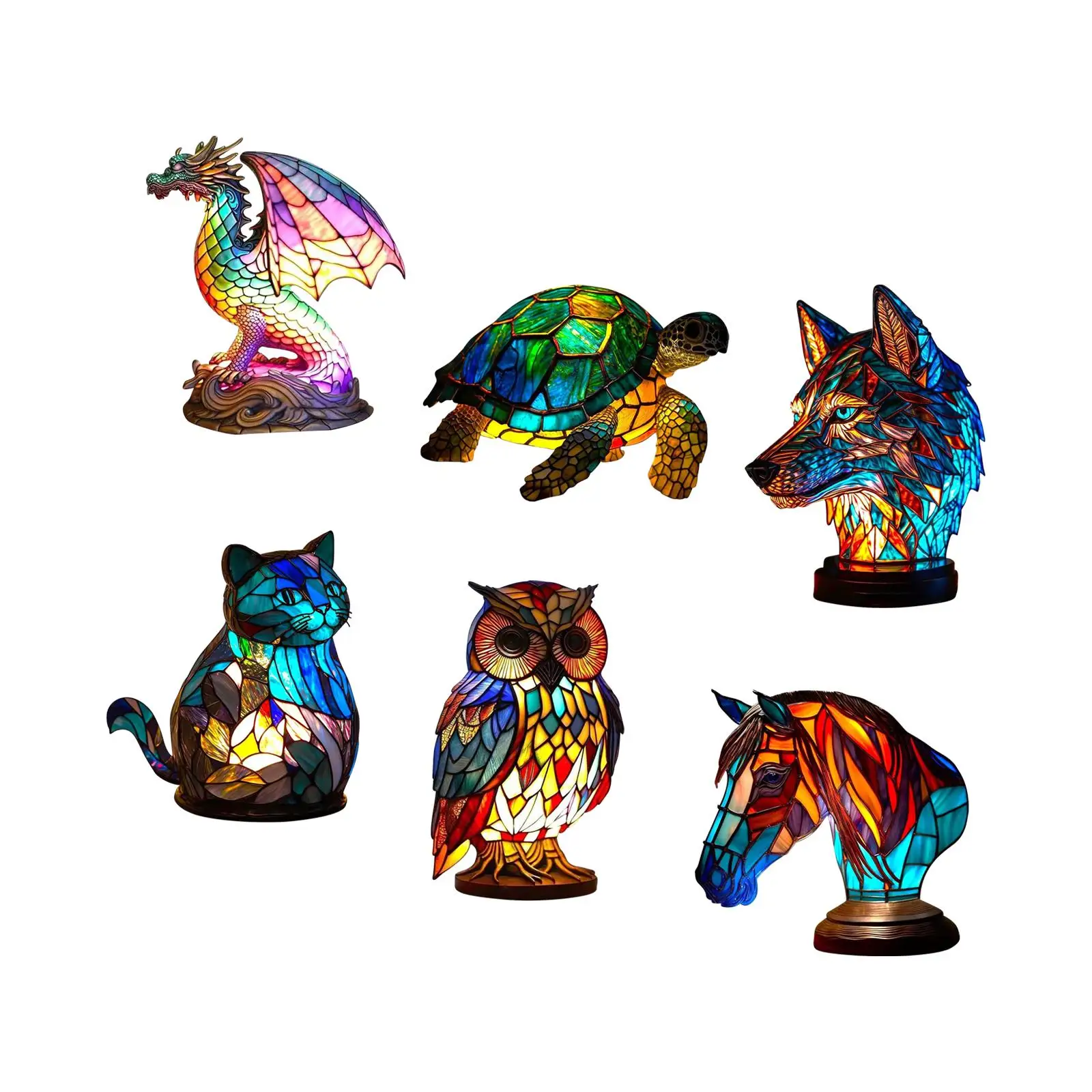 

Animal Table Lamp Resin Craft Table Lamp Bedroom Lamp Stained Resin Table Lamp for Library Home Bedside Table Study Decoration