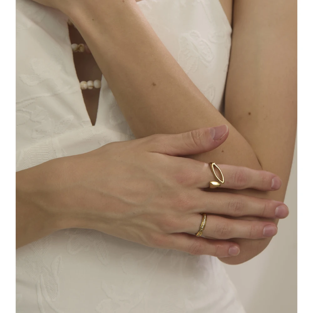 Yhpup Ring Stainless Steel Geometric