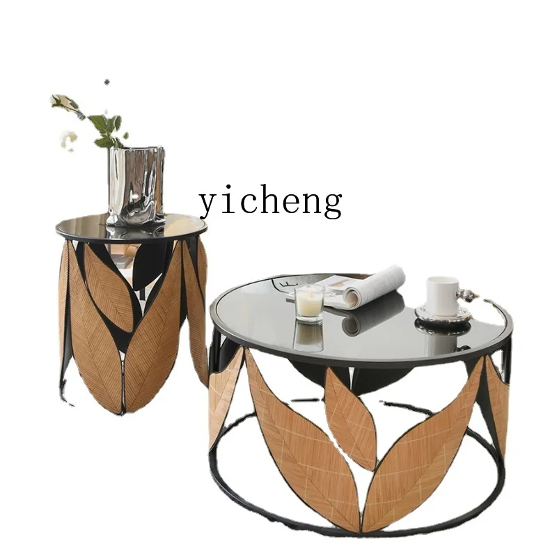 

Xl Coffee Table Glass Living Room Home Small Apartment round Retro Designer Low Table