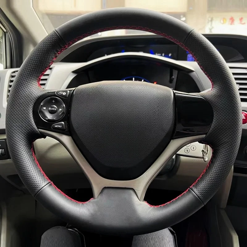 Handgeflecht Auto Lenkradbezug Schutz weiche perforierte Mikrofaser Lederverkleidung für Honda Civic 9. 2012 2013 2014 2015