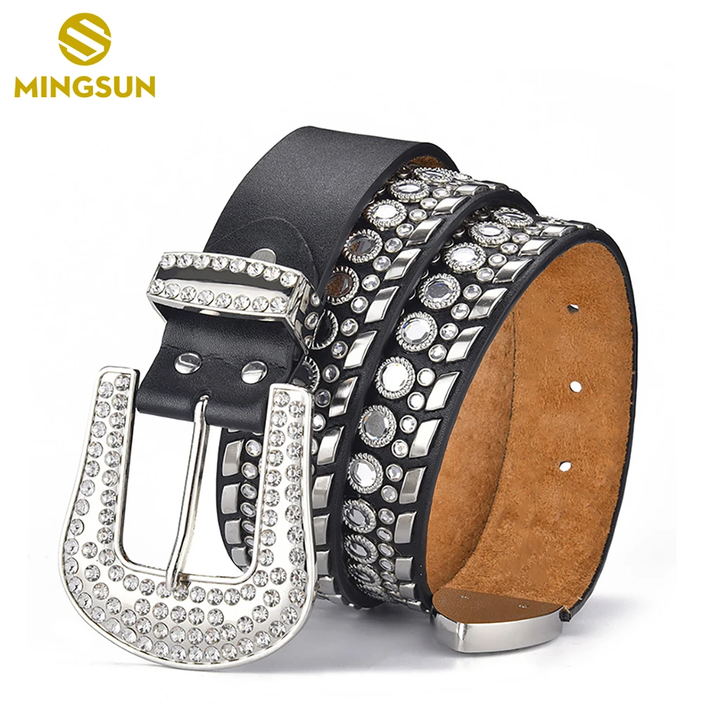 GGSIMON Crown Rhinestones Belts Luxury Strap for Men Cowgirl Cowboy Crystal  Pin Buckle Diamond Cinturones Para Hombre Goth Style - AliExpress