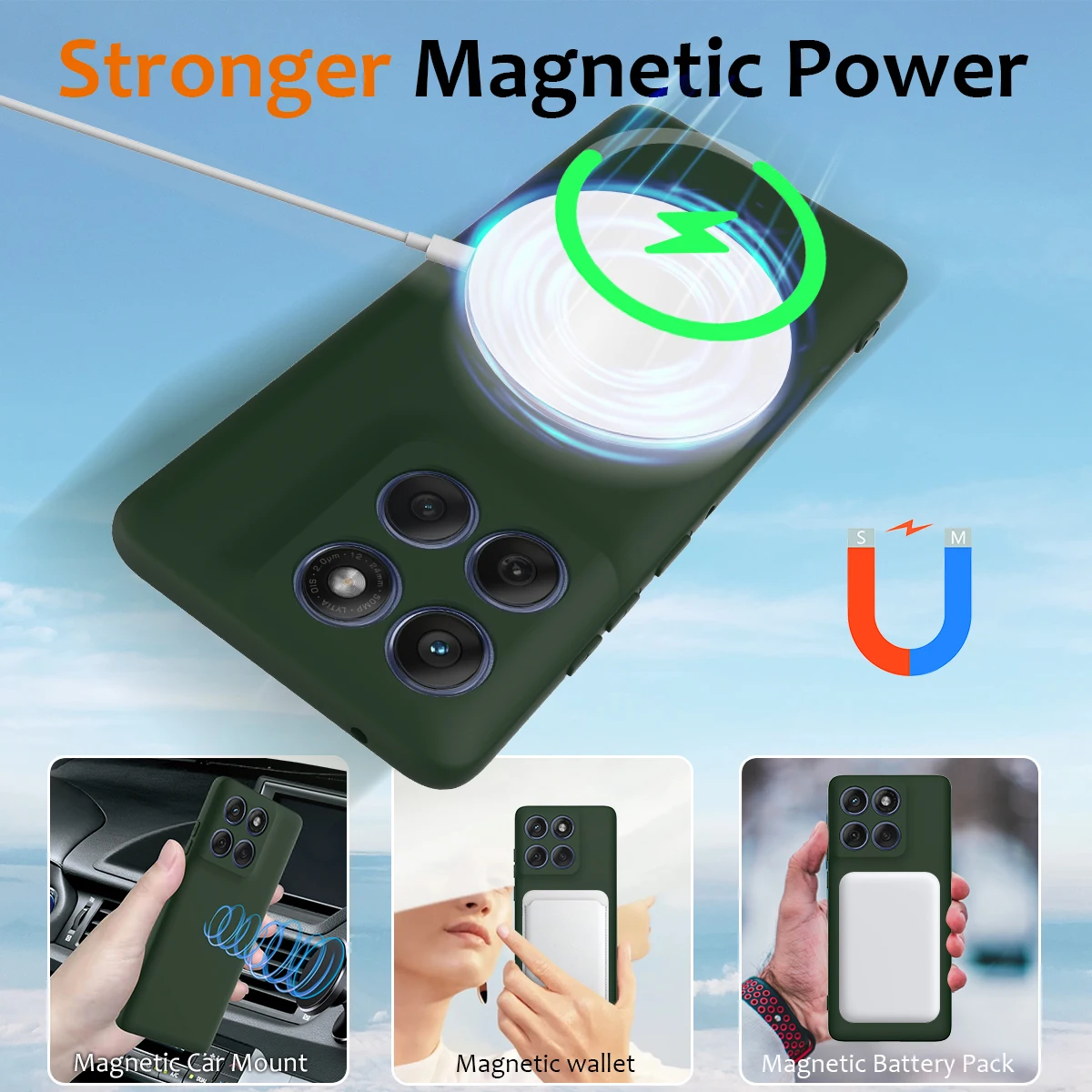 Enhanced Liquid Silicone Magnetic Case with Skin-Feel Lanyard and Soft Anti-Fall Protection