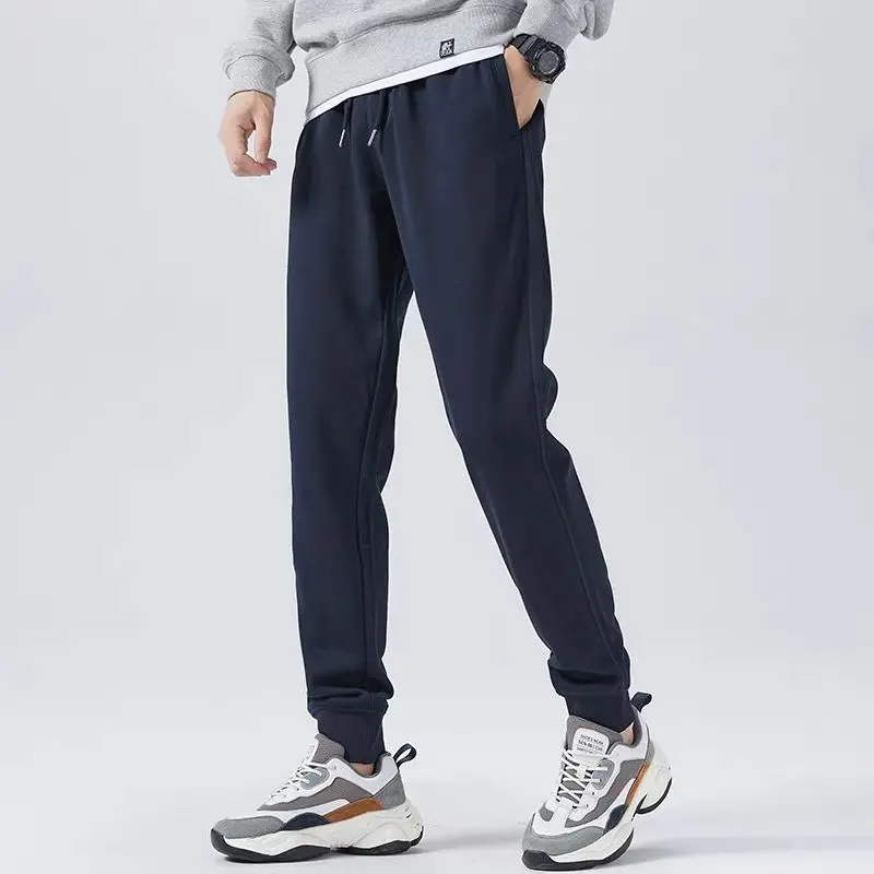 Summer New Thin Fashion Korean Casual Sports Pants Men Solid Elastic Waist Drawstring Patchwork Pocket Loose Straight Trousers
