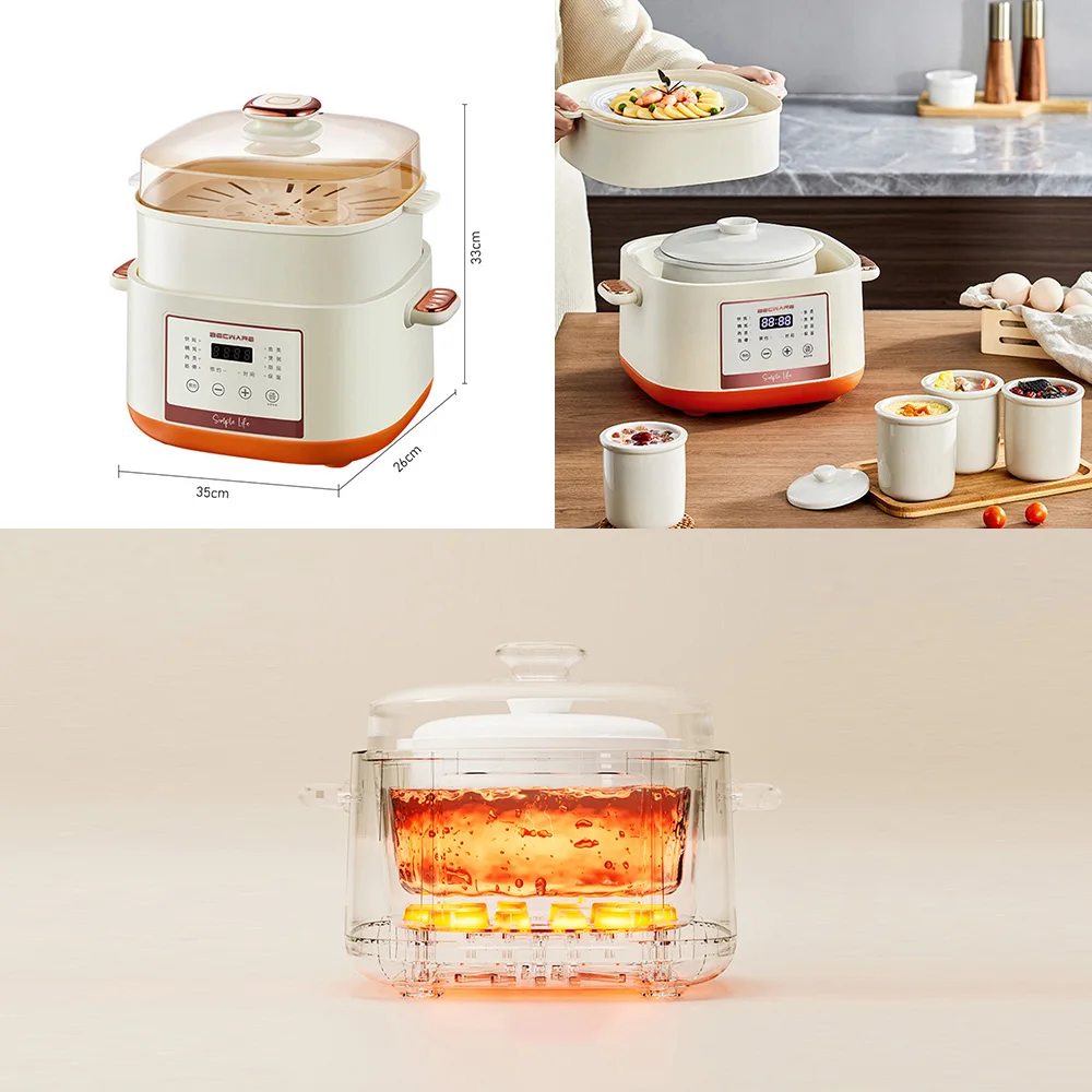 Fully automatic household slow electric stew pot, electric stew pot, cup, new large capacity(US spot)