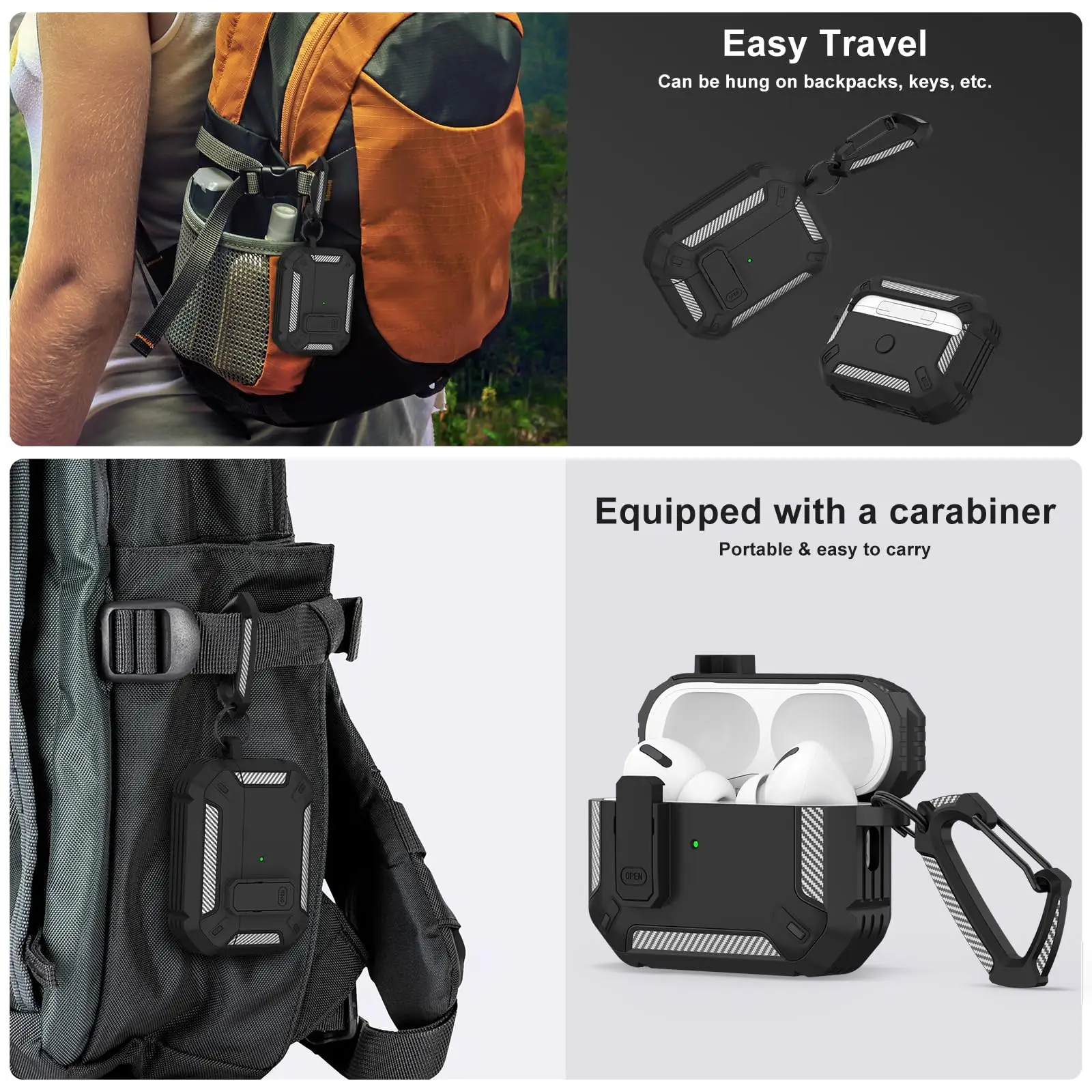 Secure Lock Protective AirPods Case with Cleaning Kit & Keychain