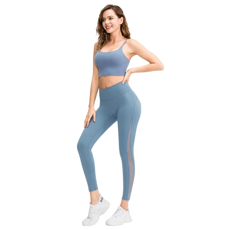 Sports Leggings Yoga Pants Sports Pants Women Yoga Pants Tight High Waist Hip Raise Mesh No T-shaped Stitches for Fitness