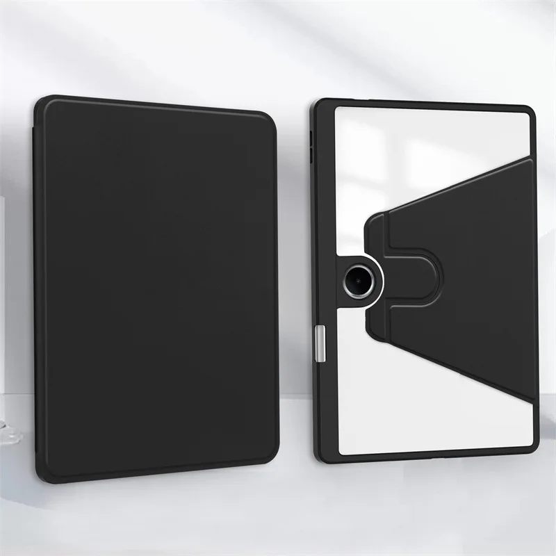360-Degree Rotating Clear Acrylic Tablet Cover with Pencil Holder