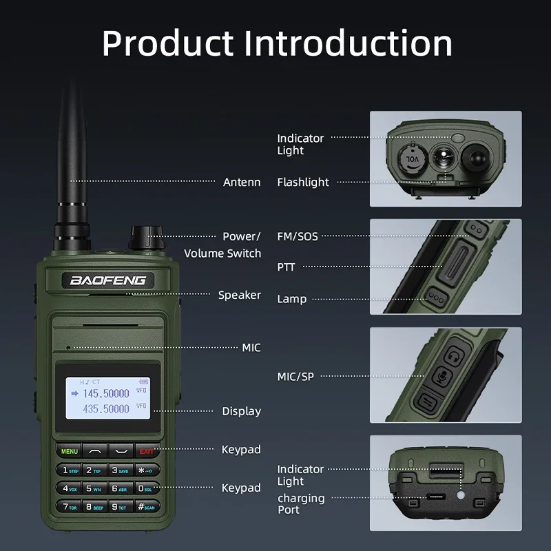 P15UV Baofeng Walkie Talkie Six-Band Type-C Charge UV-15 Pro Max V2 Long Range Communication Radio 999 Channel UV-999 Pro Max V2 6