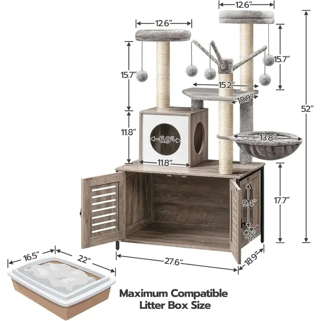 Cat Tree with Litter Box Enclosure 6