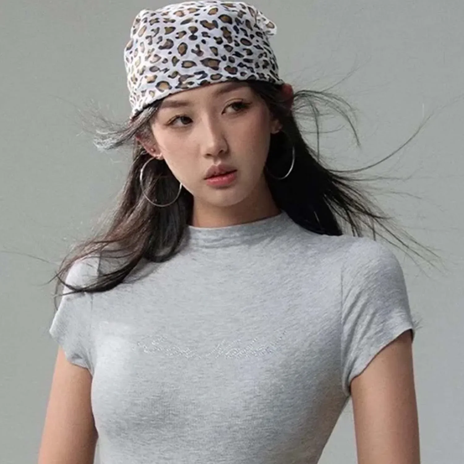 2025 Spring Leopard Print Square Scarf Women Satin Bandana Thin Edge Scarves HeadBand Fashion Lady Hairband Wrap Neckerchief